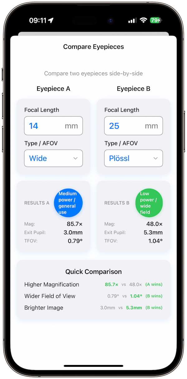 telescope-calculator screenshot 5